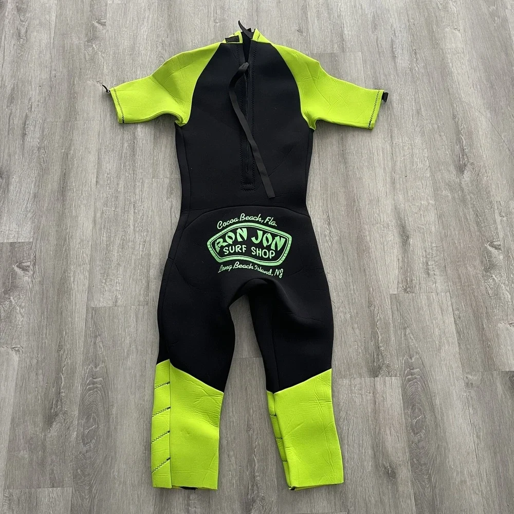Vintage Ron Jon Surf Shop Wetsuit Surfing Neon Short Sleeve Size Small 9117RJ